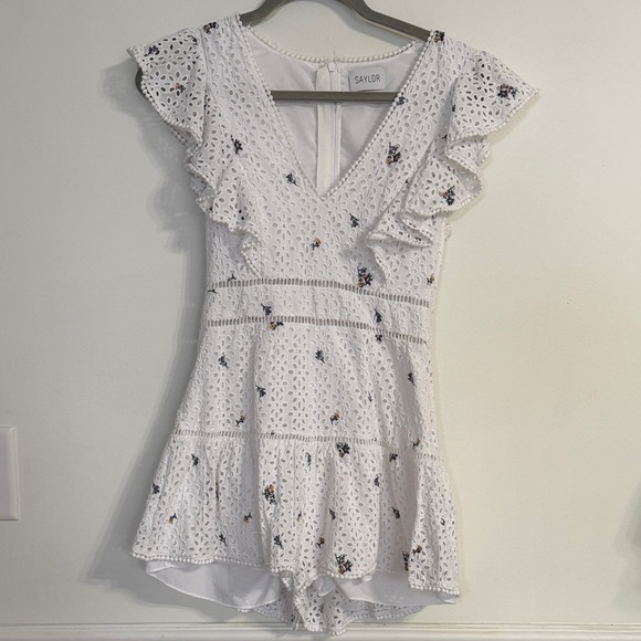 SAYLOR White Floral Eyelet Romper